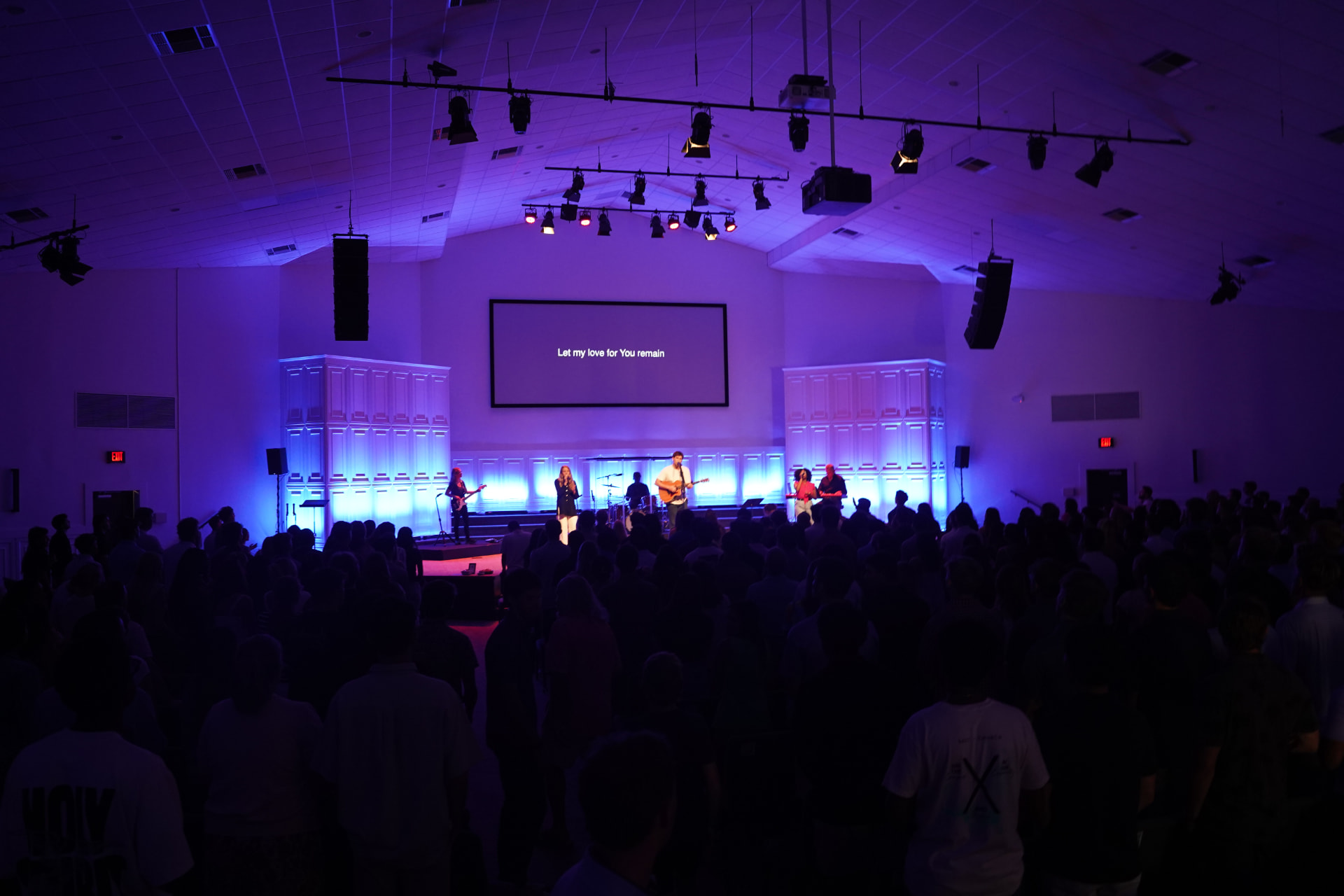 The worship band leading the congregation during a Sunday gathering at Salt Church