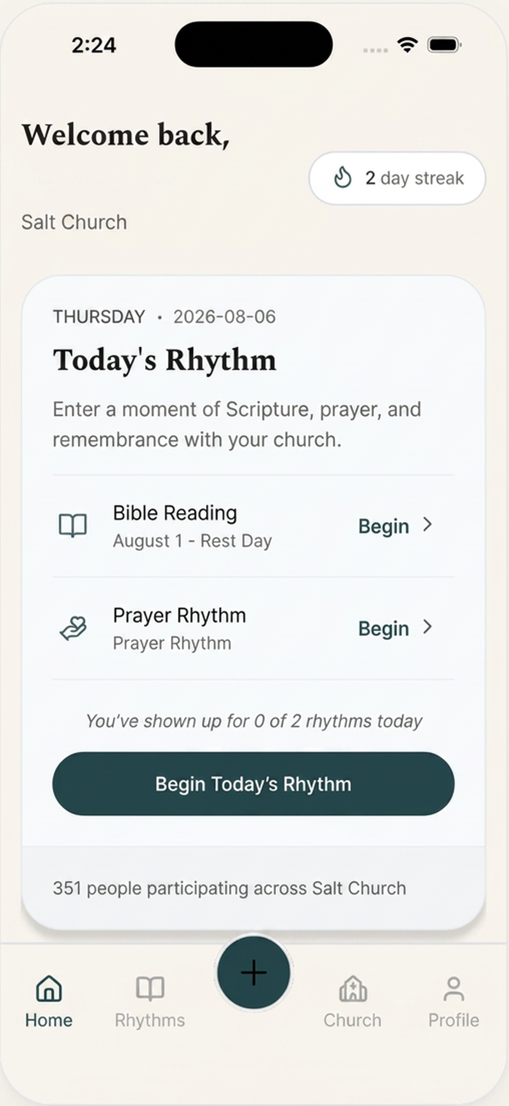 Today's Rhythm in the Salt Church App